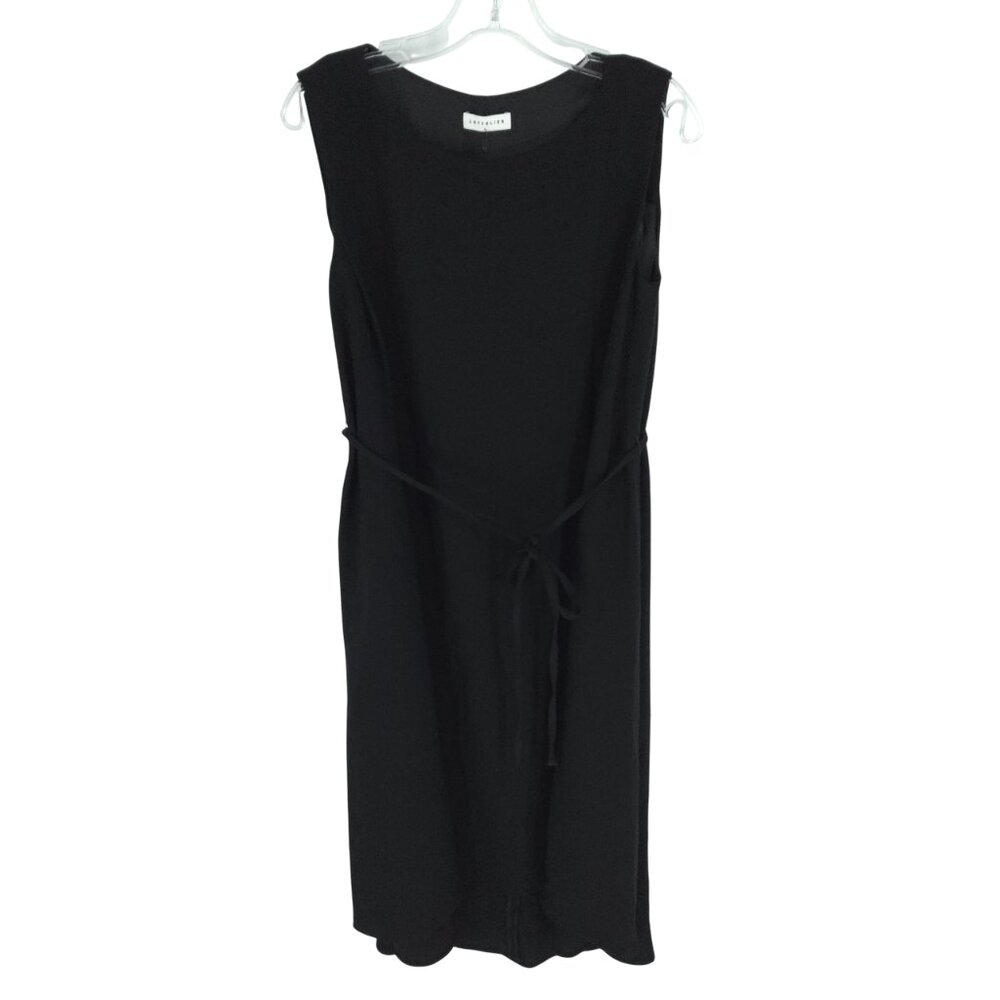 Lattelier Dress Black Tie Waist Minimalist Lagenlook Formal Classic Elegant L